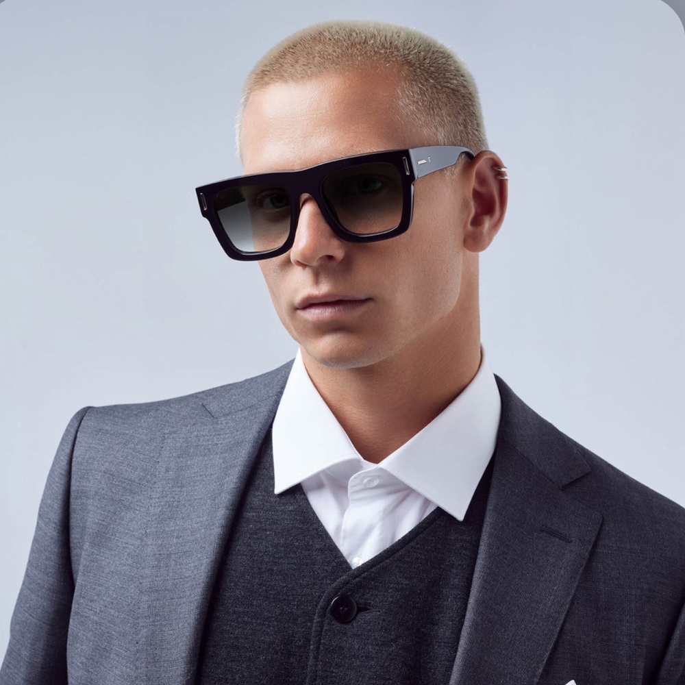Valley eyewear  ALTA Gloss Black w. Silver Metal Trim / Black Lens